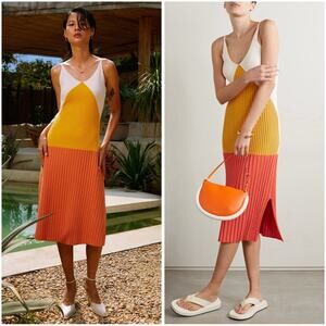 Partow Marilyn Knitted Ribbed Midi Dress Size Large